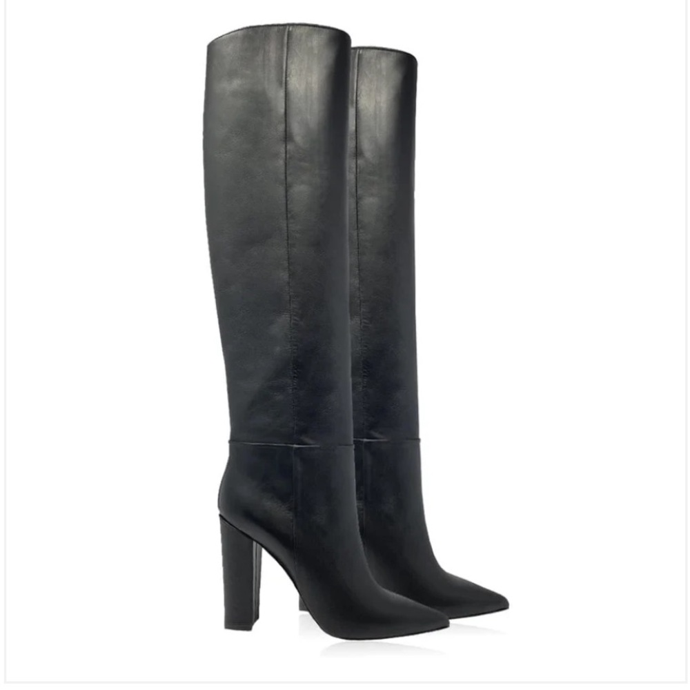 NEW IDENTITA DEBBIE BLACK LEATHER BOOTS, Italian.